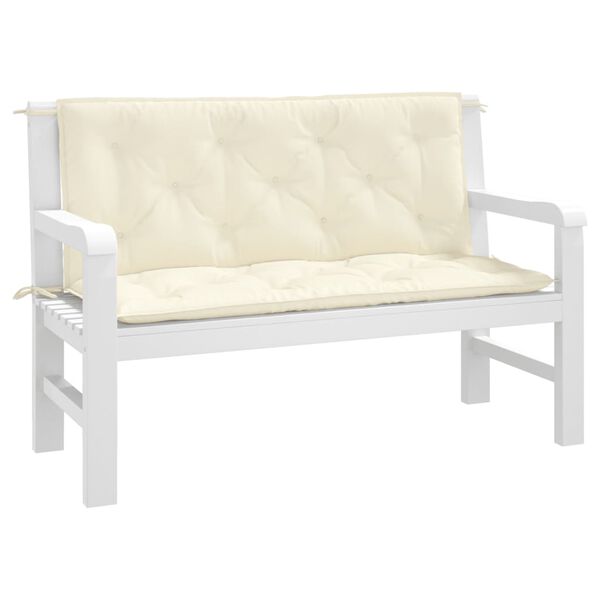 vidaXL Garden Bench Cushions 2 pcs Cream White 120x50x7 cm Oxford Fabric