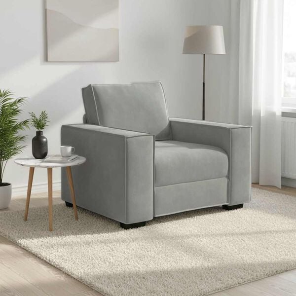 vidaXL Sofa Chair Light Grey 60 cm Velvet