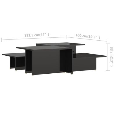 vidaXL Coffee Tables 2 pcs High Gloss Black 111.5x50x33 cm Engineered Wood
