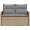 vidaXL Garden Sofa with Cushions 2-Seater Beige Poly Rattan