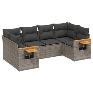 vidaXL 6 Piece Garden Sofa Set with Cushions Grey Poly Rattan