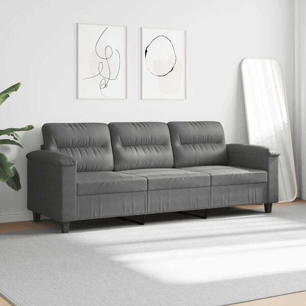 vidaXL 3-Seater Sofa Dark Grey 180 cm Microfibre Fabric