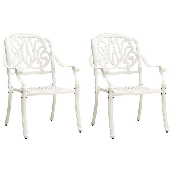 vidaXL 3 Piece Bistro Set Cast Aluminium White