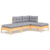vidaXL 4 Piece Garden Lounge Set with Grey Cushions Solid Pinewood