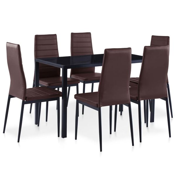 vidaXL Seven Piece Dining Set Brown