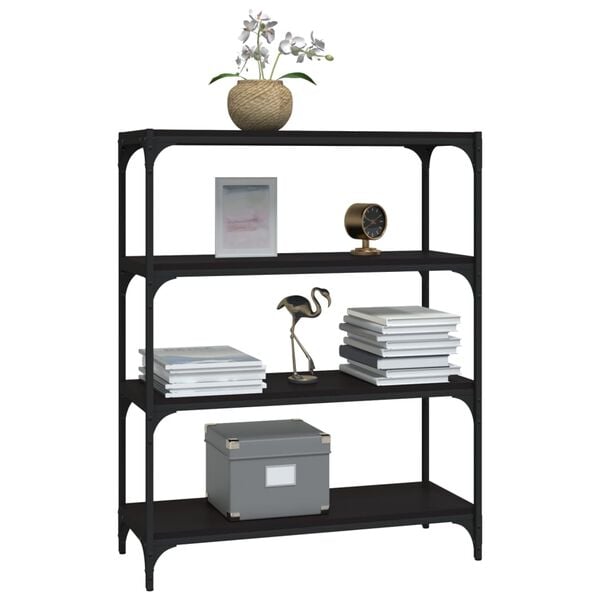 vidaXL Book Cabinet Black 80x33x100 cm Engineered Wood and Steel