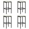 vidaXL Bar Stools with Cushions 4 pcs Black Poly Rattan