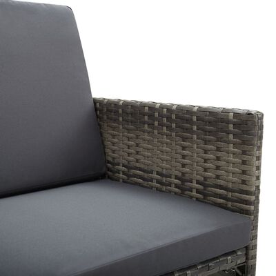 vidaXL 9 Piece Outdoor Dining Set with Cushions Poly Rattan Grey
