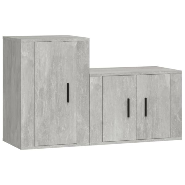 vidaXL 2 Piece TV Cabinet Set Concrete Grey Engineered Wood