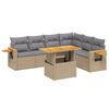 vidaXL 7 Piece Garden Sofa Set with Cushions Beige Poly Rattan