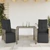 vidaXL 3 Piece Garden Bistro Set with Cushions Grey Poly Rattan