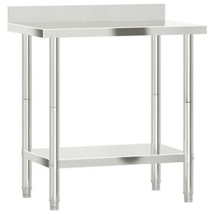 vidaXL Kitchen Work Table with Backsplash 82.5x55x93cm Stainless Steel