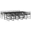 vidaXL 11 Piece Garden Dining Set with Cushions Black Poly Rattan