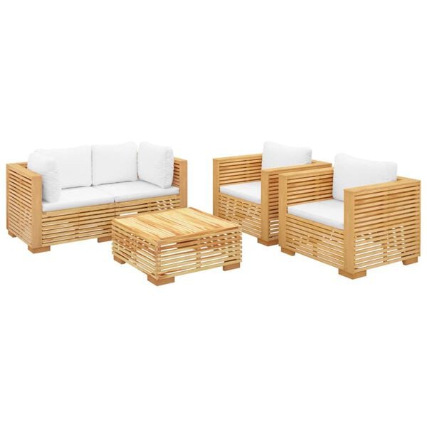 vidaXL 5 Piece Garden Lounge Set with Cushions Solid Wood Teak