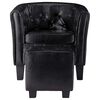 vidaXL Tub Chair with Footstool Black Faux Leather