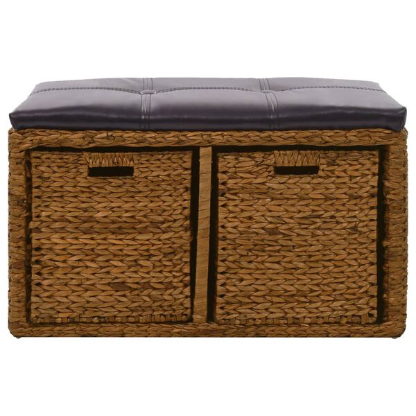 vidaXL Bench with 2 Baskets Seagrass 71x40x42 cm Brown