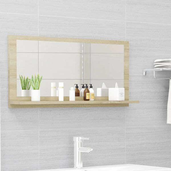 vidaXL Bathroom Mirror Sonoma Oak 80x10.5x37 cm Engineered Wood