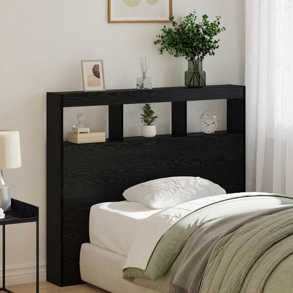 vidaXL Headboard Black Oak 120 x 17 x 102 cm Engineered Wood