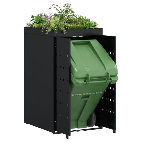 vidaXL Wheelie Bin Storage with Planter Roof for Single 240L Bin Black