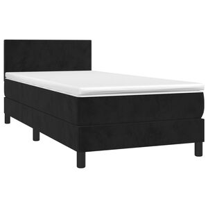 vidaXL Box Spring Bed with Mattress&LED Black 106x203 cm King Single Size Velvet