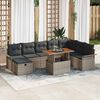 vidaXL Garden Sofa Set Height-Adjustable 9 pcs Grey Poly Rattan