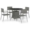 vidaXL 5 Piece Garden Dining Set Poly Rattan Anthracite & Grey