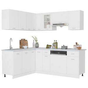 vidaXL 11 Piece Kitchen Cabinet Set Lyon White Engineered Wood