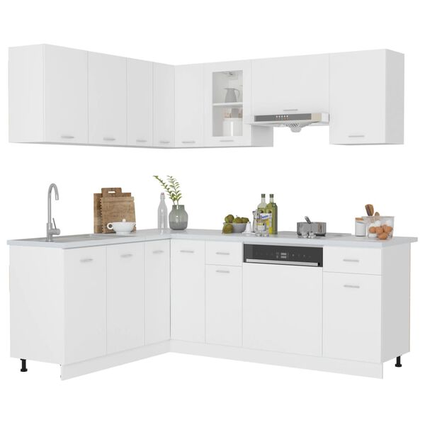 vidaXL 11 Piece Kitchen Cabinet Set Lyon White Engineered Wood