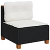 vidaXL Garden Sofa Armless with Cushions Black Poly Rattan
