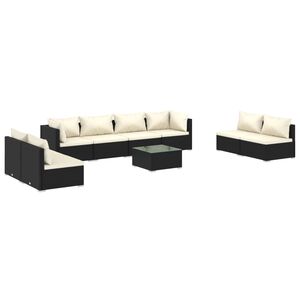 vidaXL 9 Piece Garden Lounge Set with Cushions Poly Rattan Black