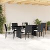 vidaXL 7 Piece Garden Dining Set with Cushions Black Poly Rattan