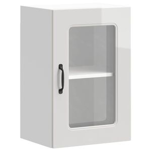 vidaXL Kitchen Wall Cabinet with Glass Door Kalmar High Gloss White Engineered Wood