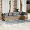 vidaXL 6 Piece Garden Sofa Set with Cushions Beige Poly Rattan