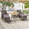vidaXL 5 Piece Garden Dining Set Poly Rattan & Solid Acacia Wood Grey