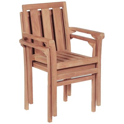 vidaXL Stacking Garden Chairs 2 pcs Solid Teak Wood