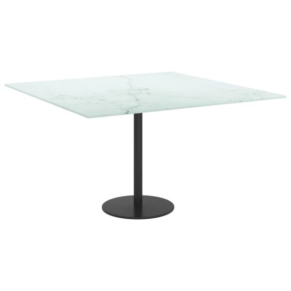 vidaXL Table Top White 70x70 cm 6 mm Tempered Glass with Marble Design