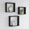 vidaXL Wall Cube Shelves 3 pcs Black MDF