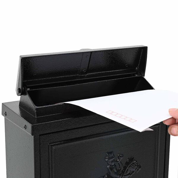 vidaXL Wall Mounted Mailbox Black 29 x 13 x 41 cm Cast Aluminum