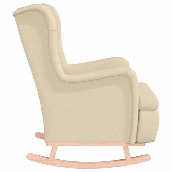 vidaXL Armchair with Solid Rubber Wood Rocking Legs Cream Fabric