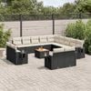 vidaXL 14 Piece Garden Sofa Set with Cushions Black Poly Rattan