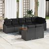 vidaXL Garden Sofa Set with Storage 9 pcs Black Poly Rattan