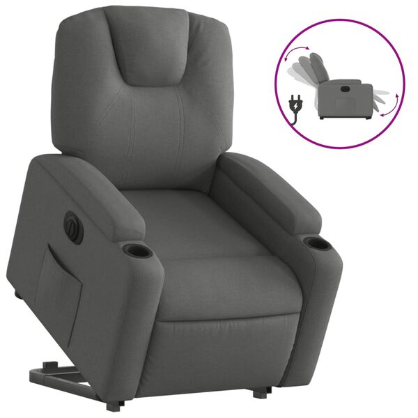 vidaXL Electric Stand up Recliner Chair Dark Grey Fabric