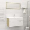 vidaXL Bathroom Furniture Set White and Sonoma Oak Engineered Wood