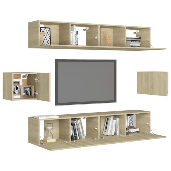 vidaXL 6 Piece TV Cabinet Set Sonoma Oak Engineered Wood