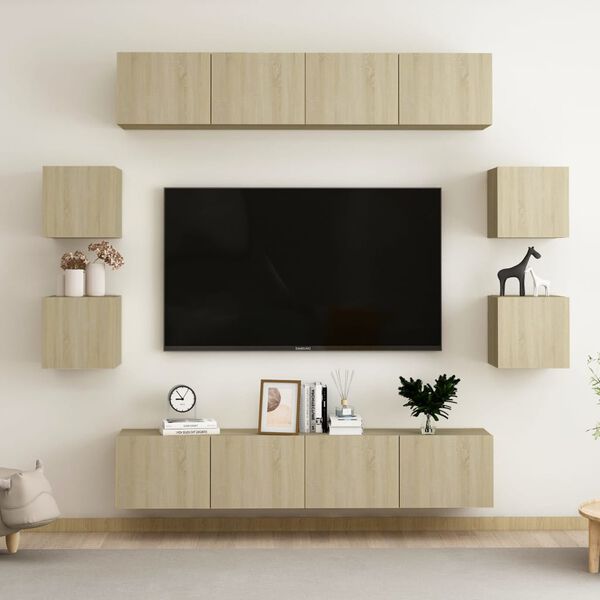 vidaXL 8 Piece TV Cabinet Set Sonoma Oak Engineered Wood