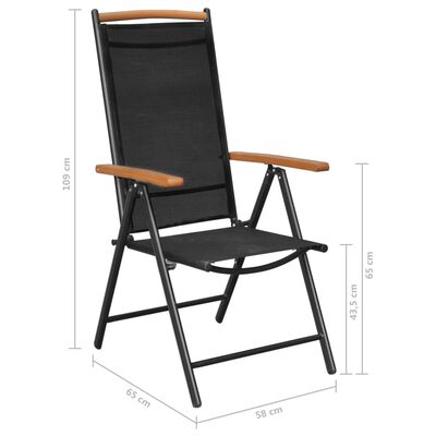 vidaXL Folding Garden Chairs 4 pcs Aluminium and Textilene Black
