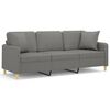 vidaXL 3-Seater Sofa with Pillows&Cushions Dark Grey 180 cm Fabric