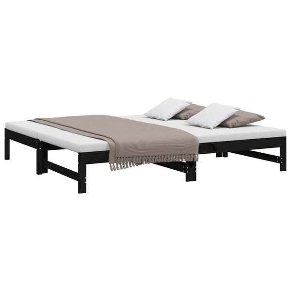 vidaXL Pull-out Day Bed without Mattress Black 2x(90x190) cm