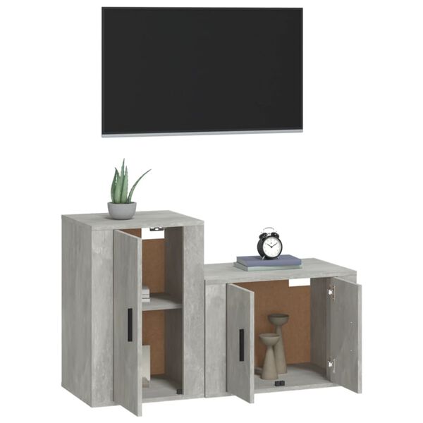 vidaXL 2 Piece TV Cabinet Set Concrete Grey Engineered Wood