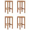vidaXL Bar Stool | Set of 4 | Natural Wood | Solid Teak Wood | Durable